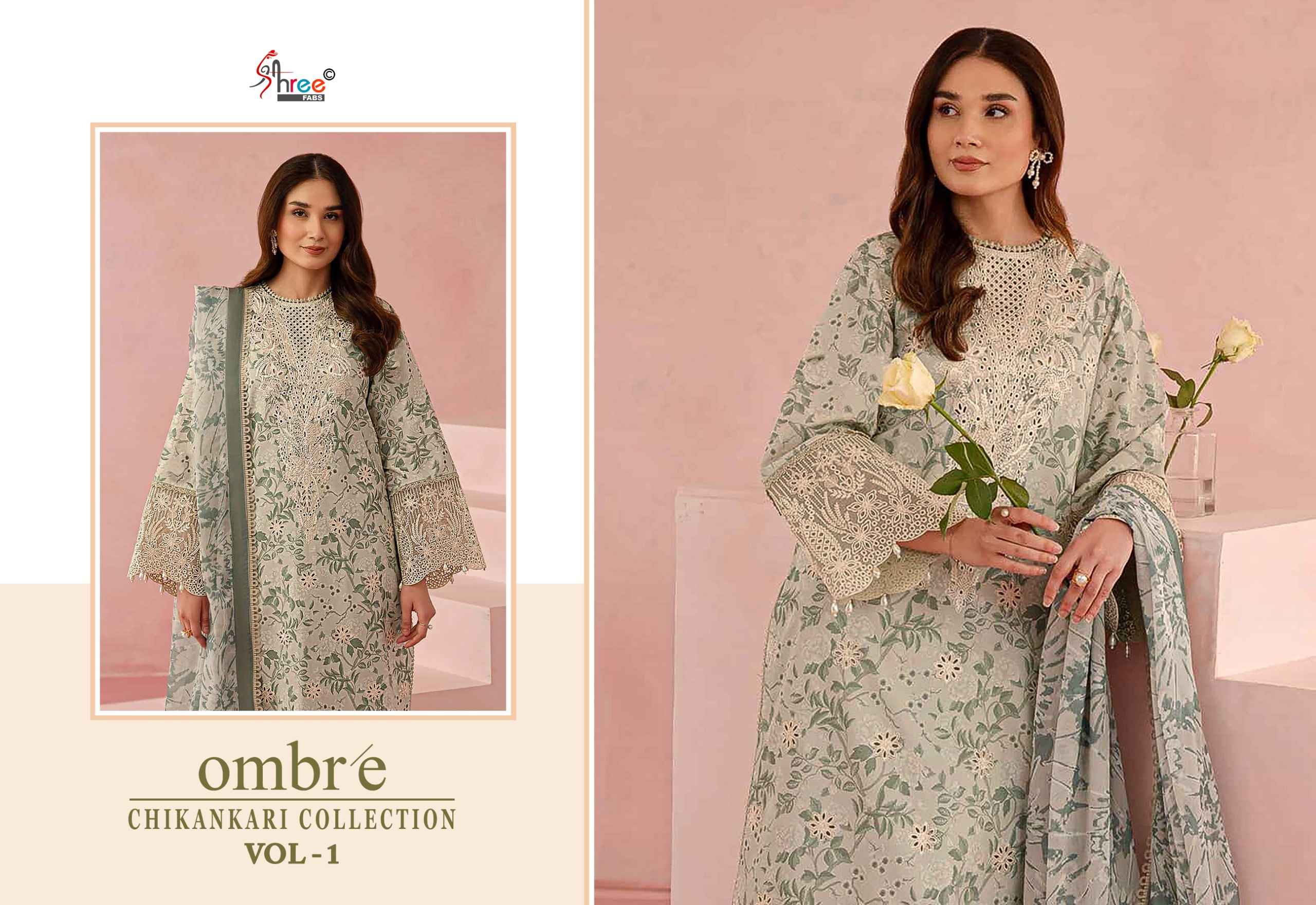 Shree fabs Ombre Chikankari Lawn Collection Vol -1 pakistani suits ( 8 pcs catalogue)