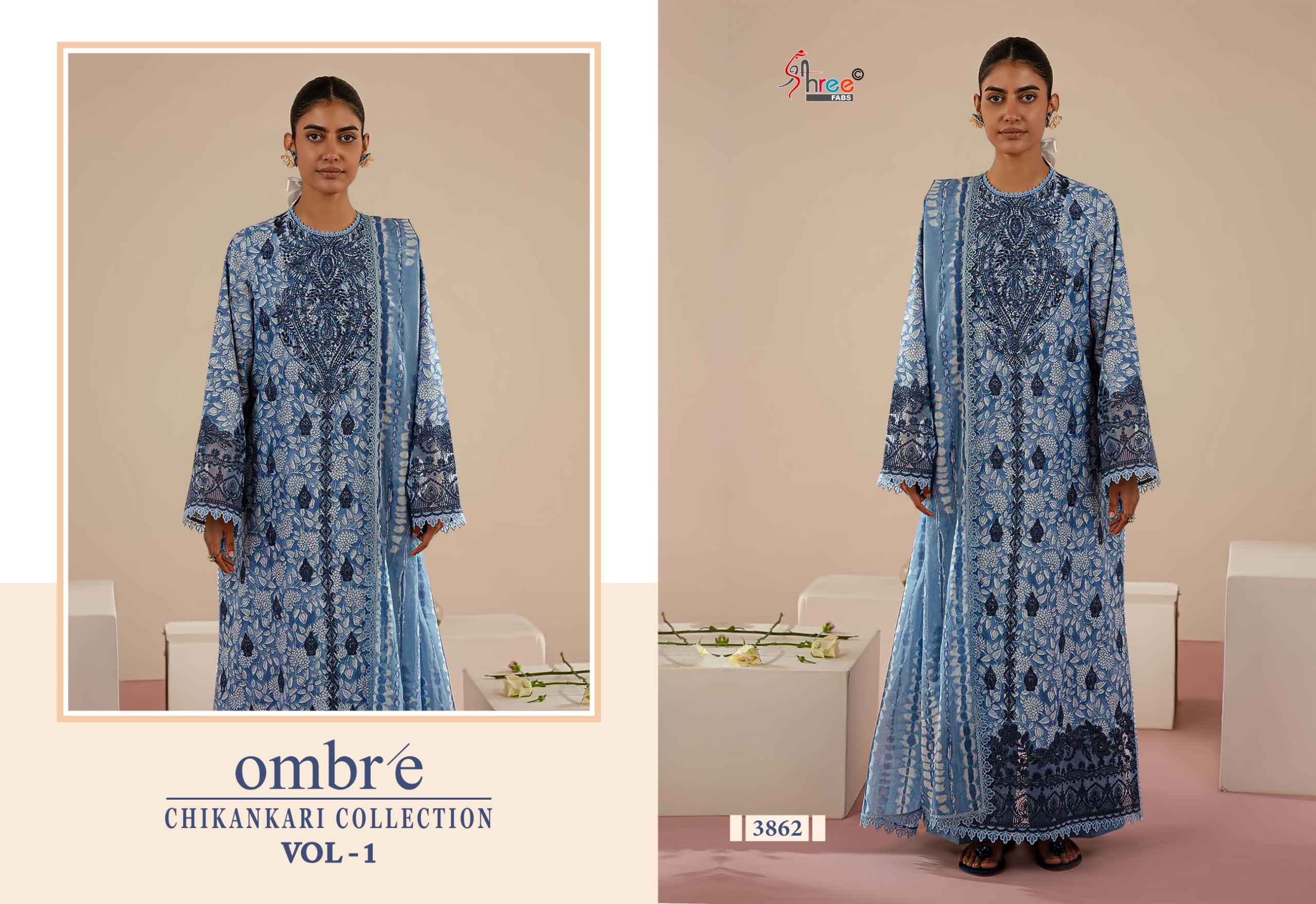 Shree fabs Ombre Chikankari Lawn Collection Vol -1 pakistani suits ( 8 pcs catalogue)