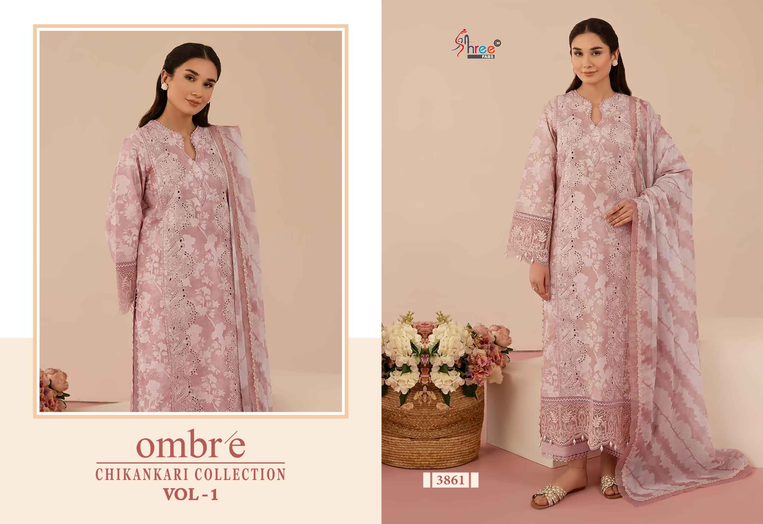 Shree fabs Ombre Chikankari Lawn Collection Vol -1 pakistani suits ( 8 pcs catalogue)