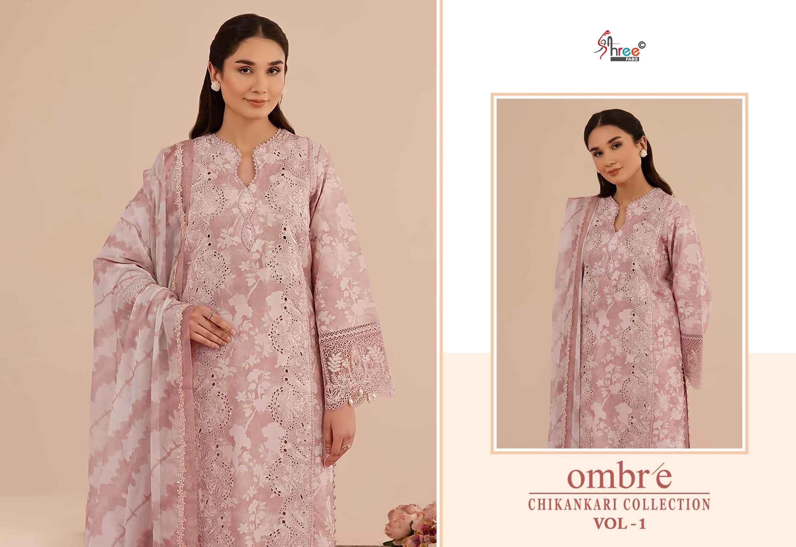Shree fabs Ombre Chikankari Lawn Collection Vol -1 pakistani suits ( 8 pcs catalogue)