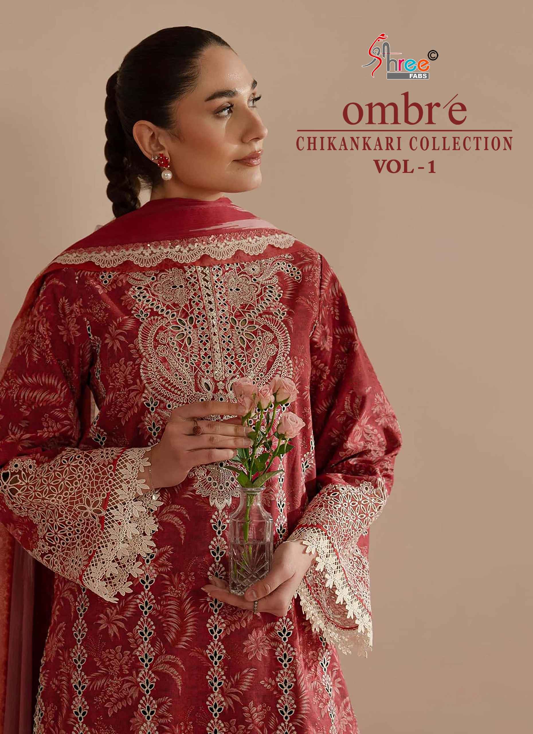 Shree fabs Ombre Chikankari Lawn Collection Vol -1 pakistani suits ( 8 pcs catalogue)