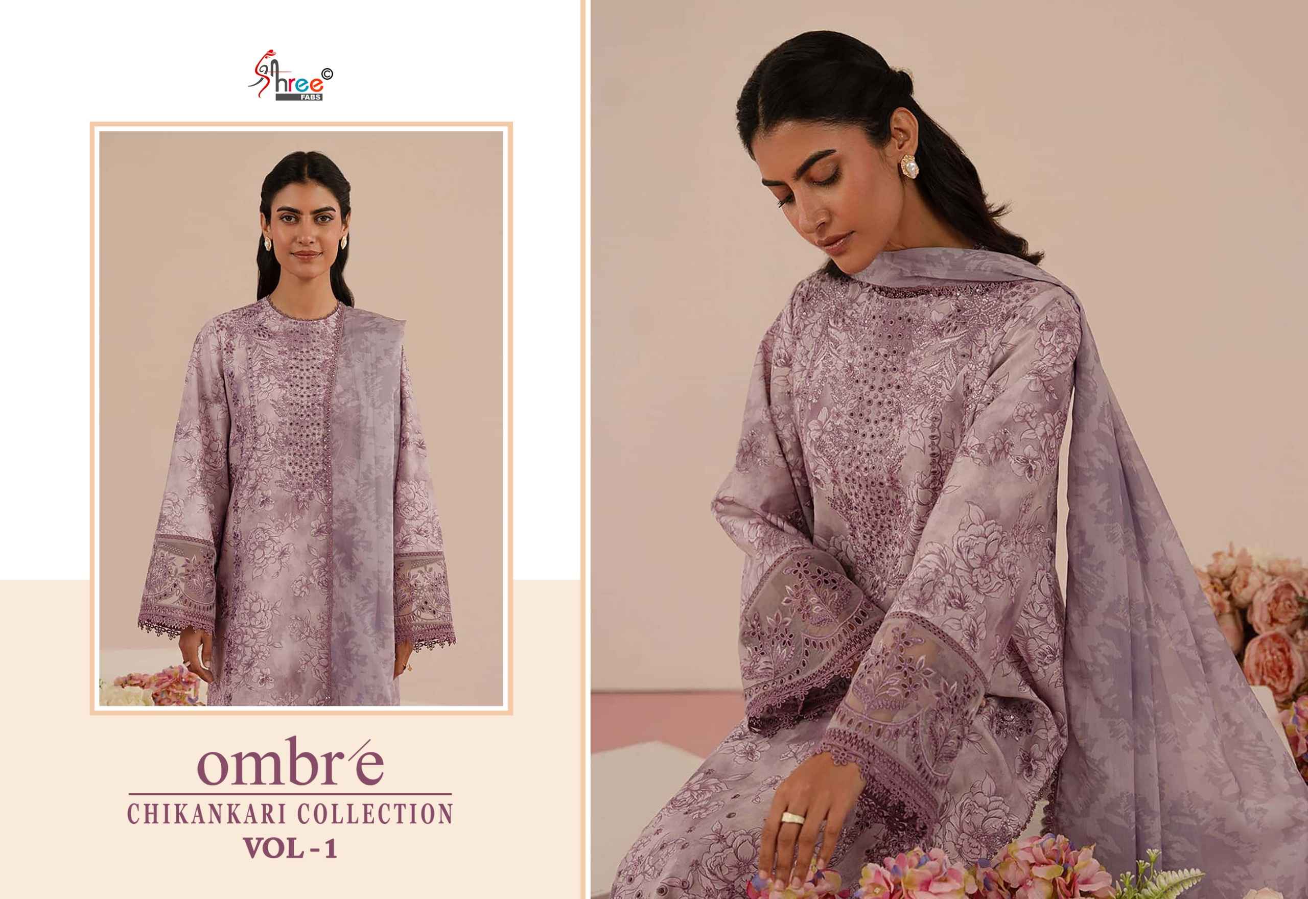 Shree fabs Ombre Chikankari Lawn Collection Vol -1 pakistani suits ( 8 pcs catalogue)