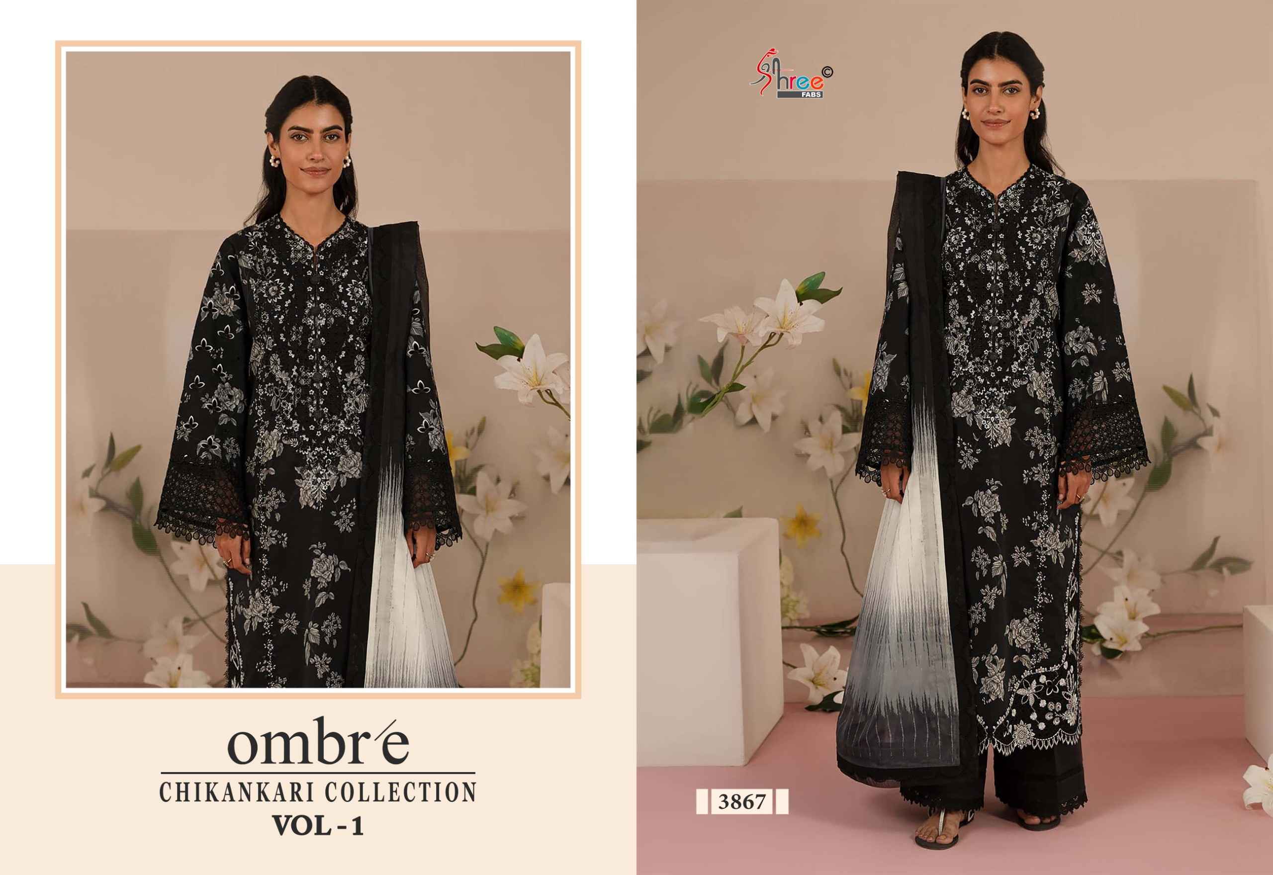 Shree fabs Ombre Chikankari Lawn Collection Vol -1 pakistani suits ( 8 pcs catalogue)
