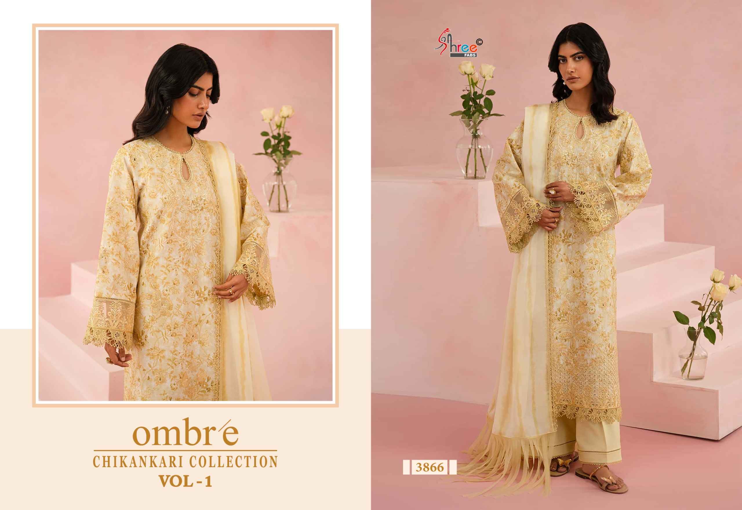 Shree fabs Ombre Chikankari Lawn Collection Vol -1 pakistani suits ( 8 pcs catalogue)