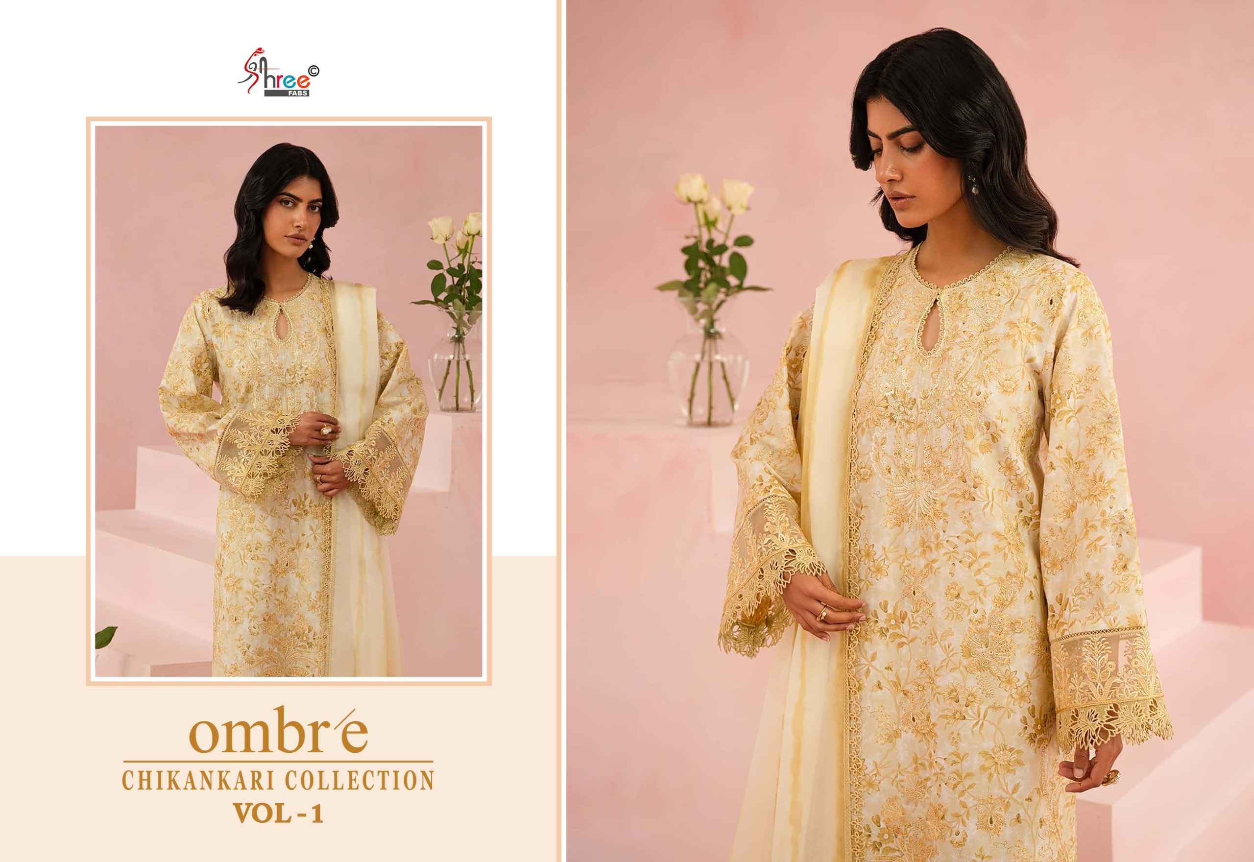 Shree fabs Ombre Chikankari Lawn Collection Vol -1 pakistani suits ( 8 pcs catalogue)