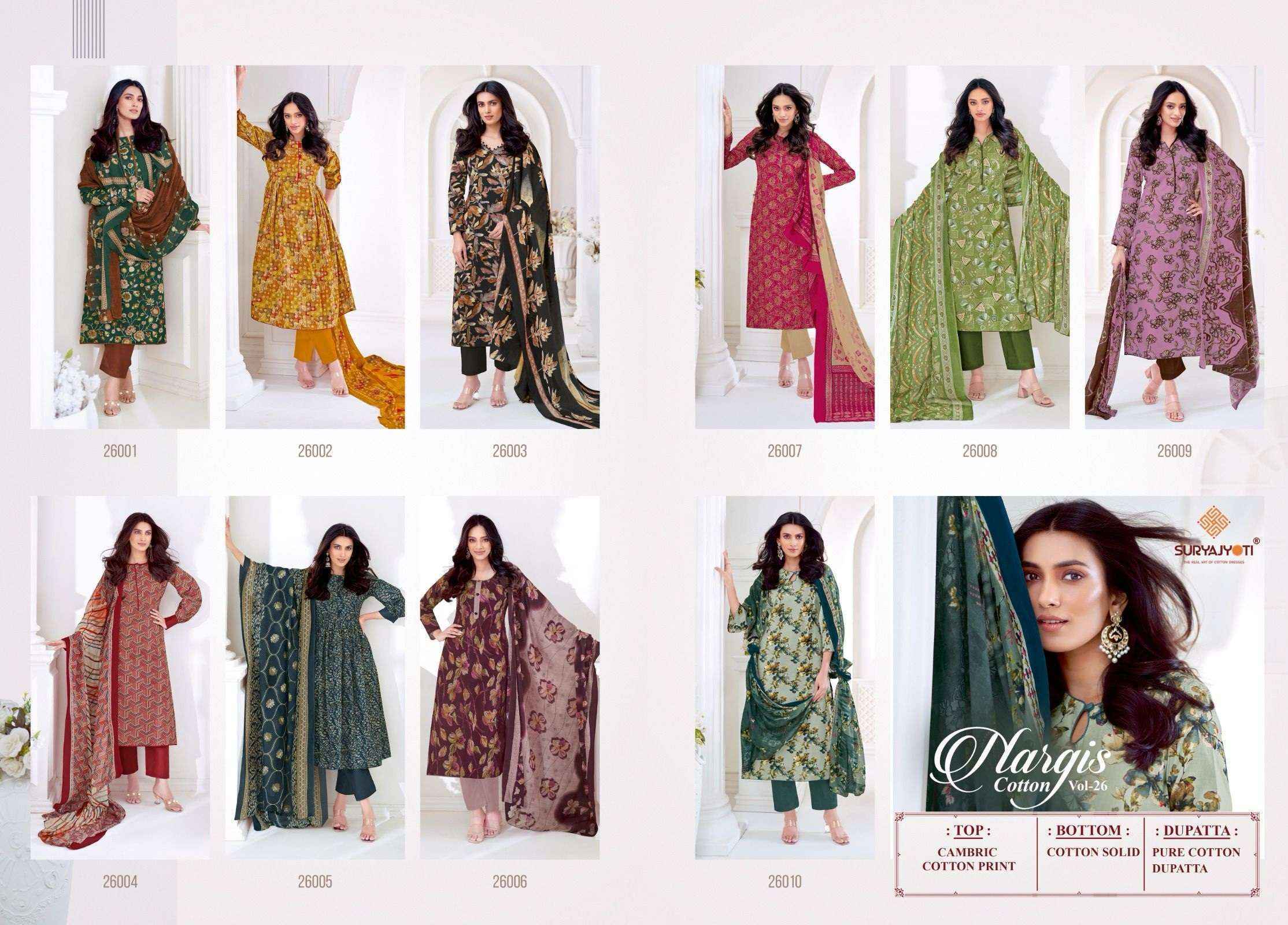 Suryajyoti Nargis Vol 26 Cotton Dress Material Wholesale Price ( 10 Pcs Catalog )