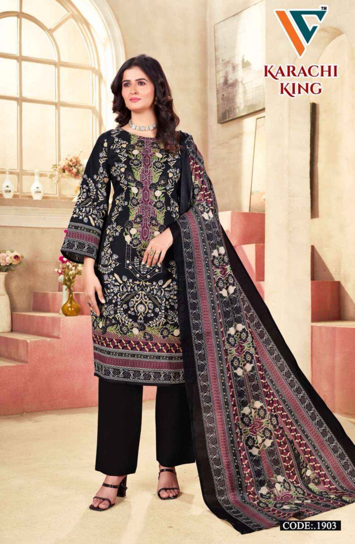 Vandana Creation Karachi King Vol 19 Cotton Dress Material Wholesale Price ( 8 Pcs Catalog )