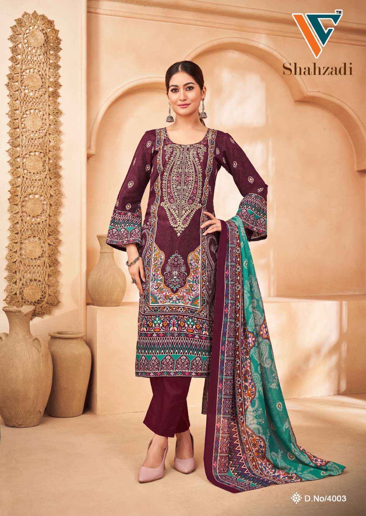 Vandana Shahzadi Vol 4 Cotton Dress Material Wholesale Catalog ( 8 pcs Catalogue )