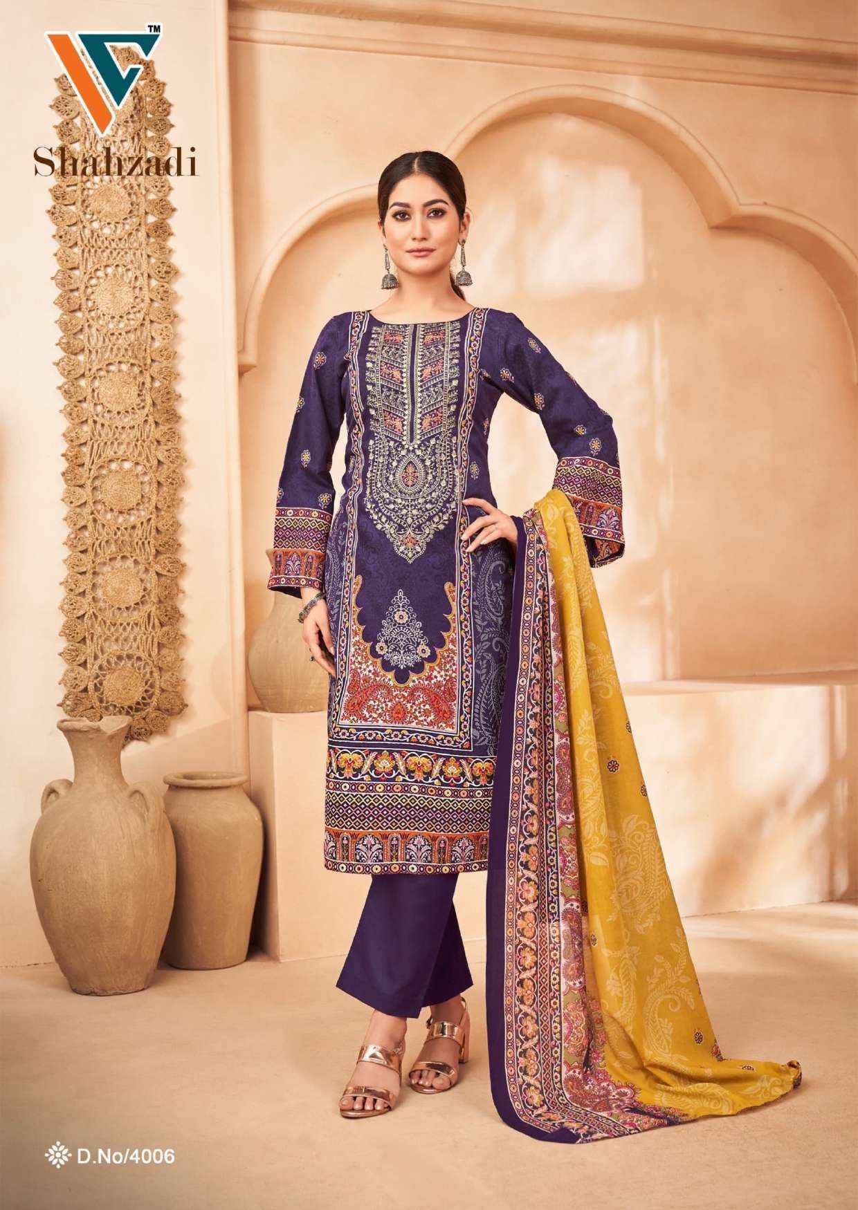 Vandana Shahzadi Vol 4 Cotton Dress Material Wholesale Catalog ( 8 pcs Catalogue )