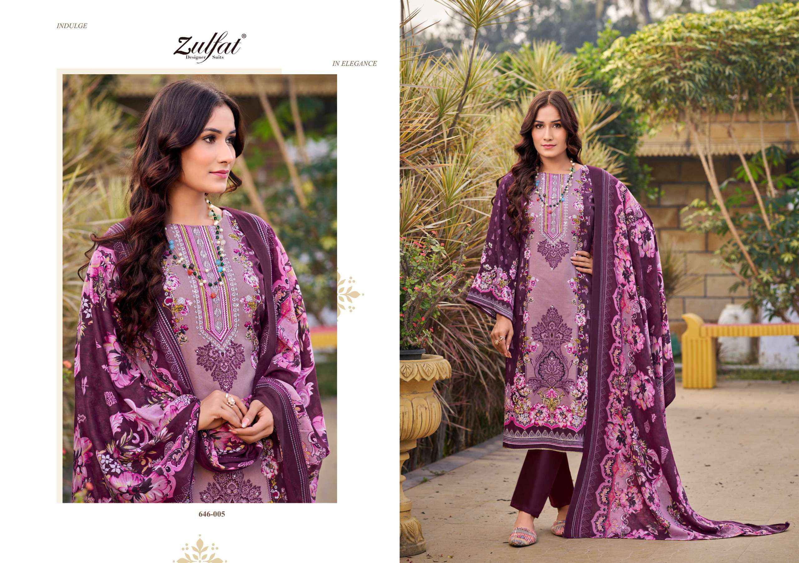 ZULFAT DESIGNER SUITS RAABTA VOL 6 COTTON DIGITAL PRINTS WITH WORK DRESS WHOLESALE PRICE ( 6 PCS CATALOG )