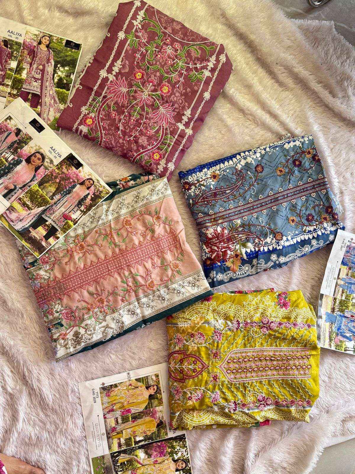 AALIZ AALIYA VOL 5 COTTON PAKISTANI SUITS WHOLESALE PRICE ( 4 PCS CATALOGUE )
