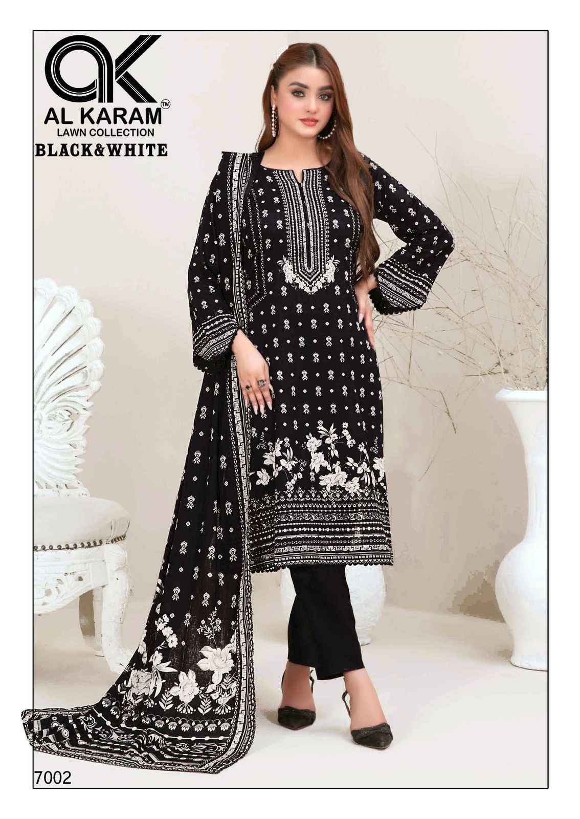 AL KARAM BLACK & WHITE VOL-7 SUITS - NEW CATALOG WHOLESALE PRICE ( 6 PCS CATALOG )