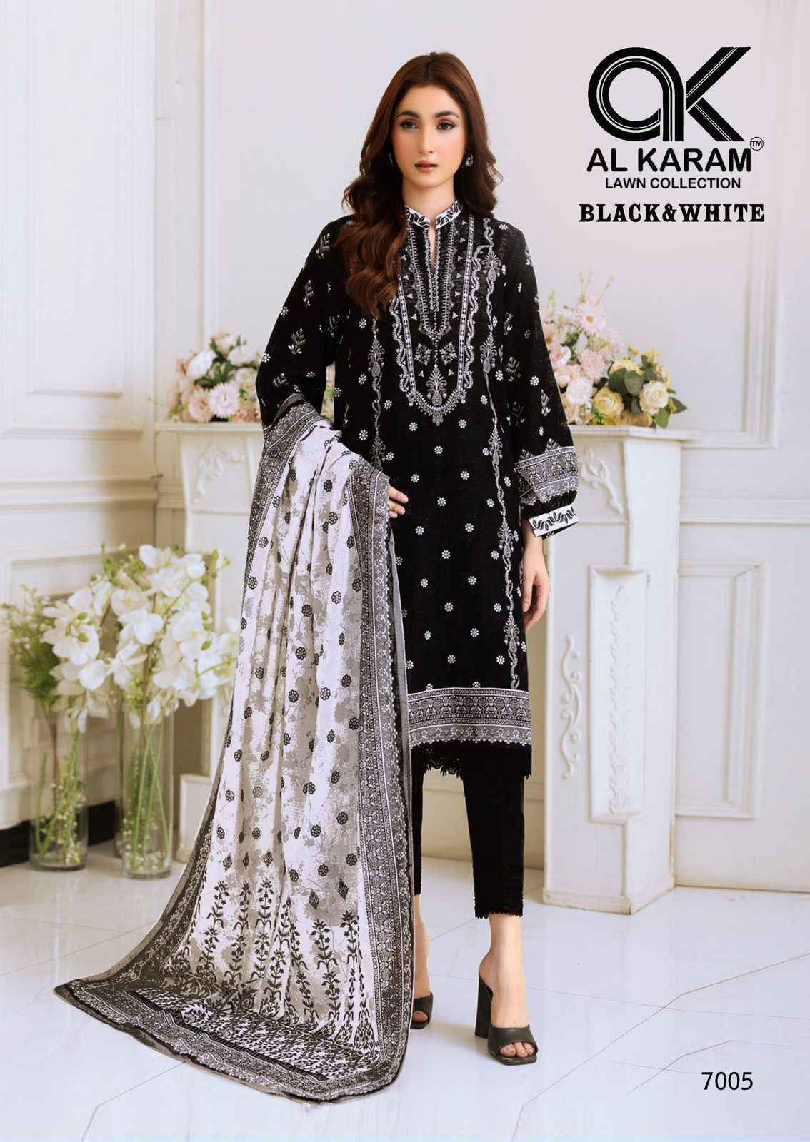 AL KARAM BLACK & WHITE VOL-7 SUITS - NEW CATALOG WHOLESALE PRICE ( 6 PCS CATALOG )