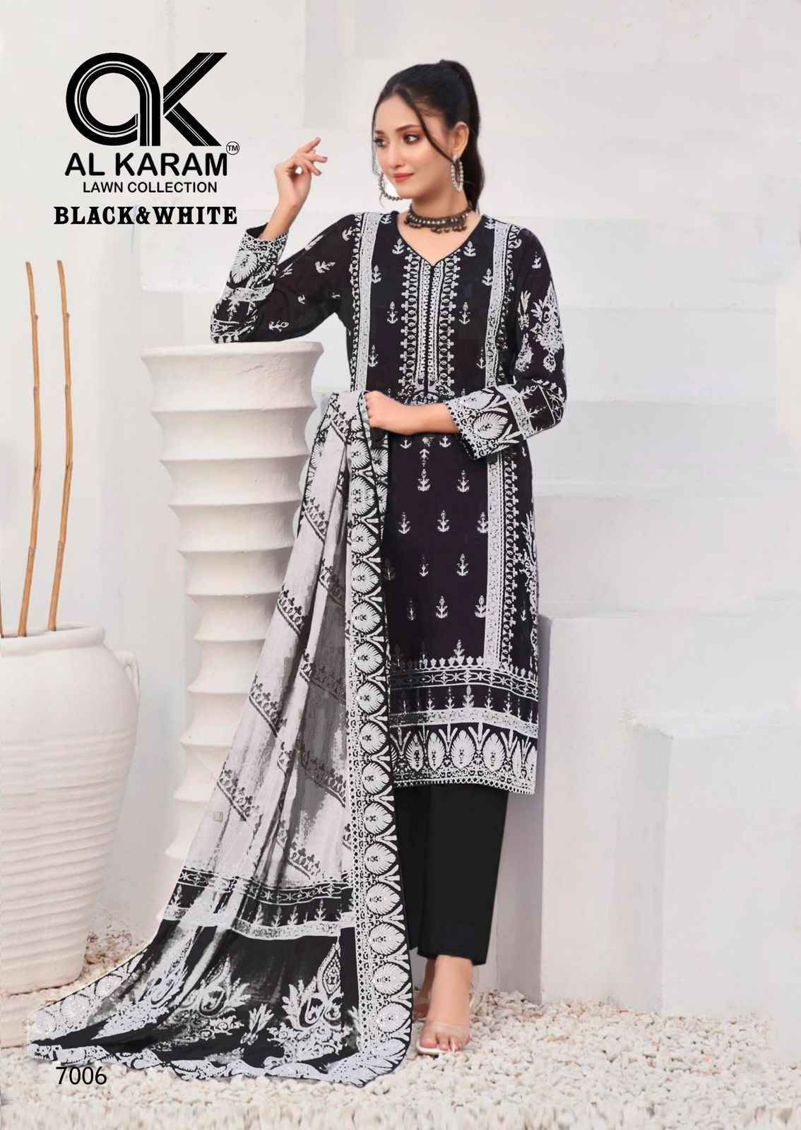 AL KARAM BLACK & WHITE VOL-7 SUITS - NEW CATALOG WHOLESALE PRICE ( 6 PCS CATALOG )
