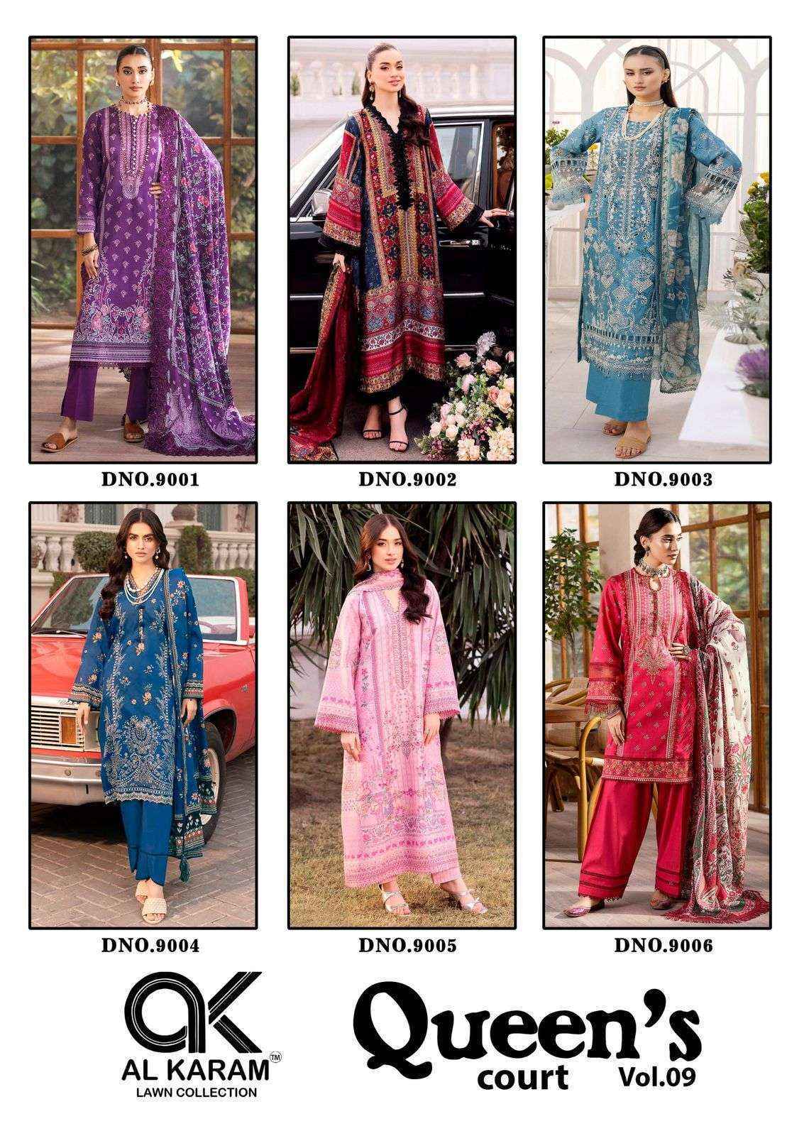 Al Karam Queens Court Vol 9 Cotton Pakistani Suits New Catalog ( 6 pcs Catalogue )
