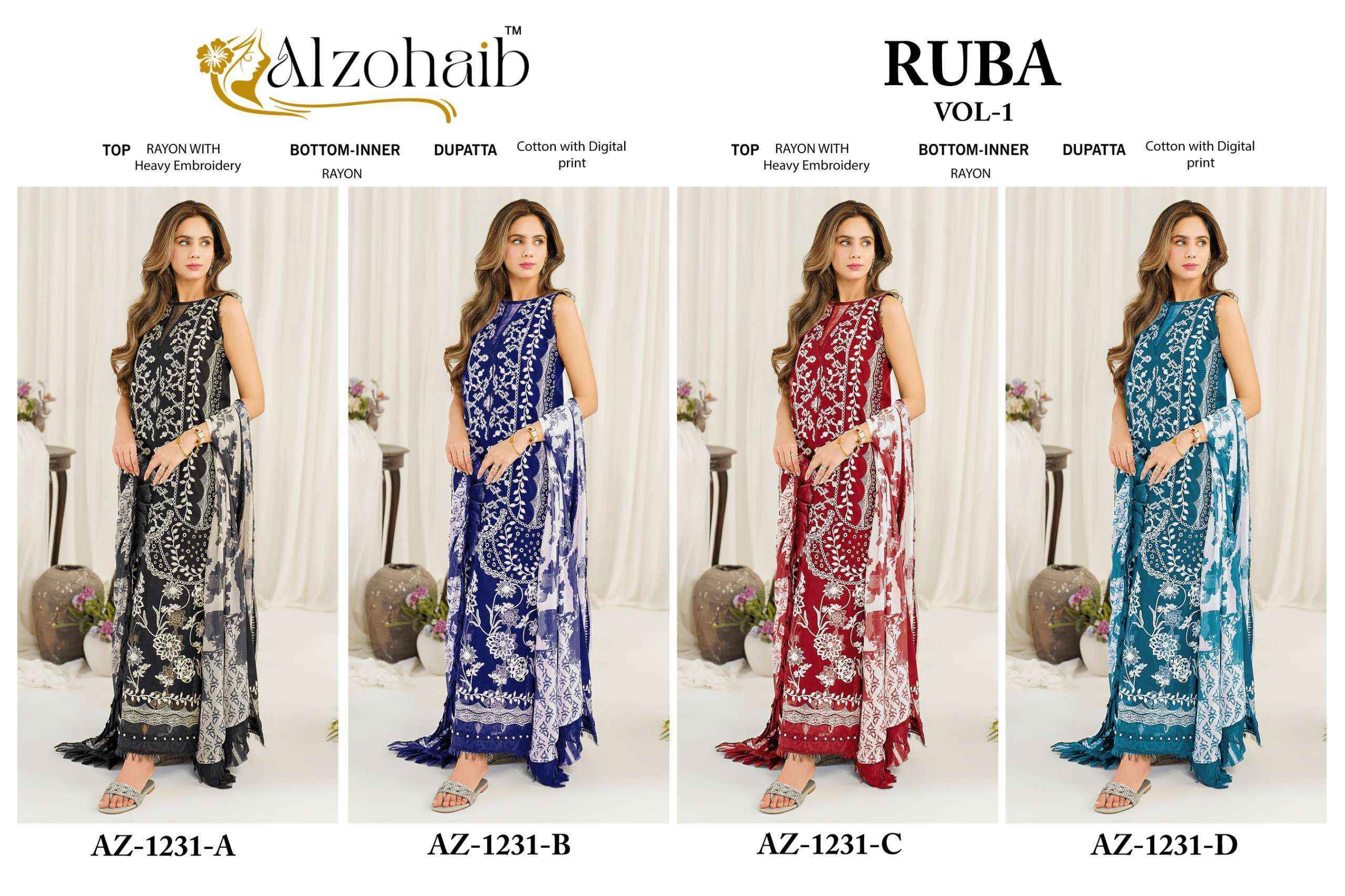 Al zohaib Ruba Vol 1 Cotton Pakistani Suits - Surat Wholesale Market ( 4 pcs Catalogue )
