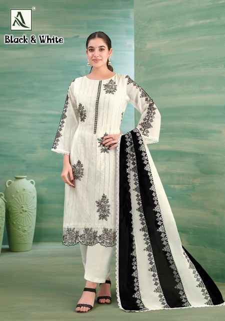 Alok Suits Black & White Organza Dress Material Surat Wholesale ( 2 pcs Catalogue )