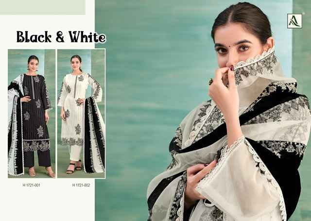 Alok Suits Black & White Organza Dress Material Surat Wholesale ( 2 pcs Catalogue )