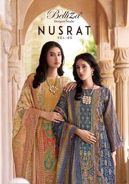 Belliza Designer Nusrat Vol 5 Viscose Musline Designer Ladies Suits ( 6 pcs Catalogue )