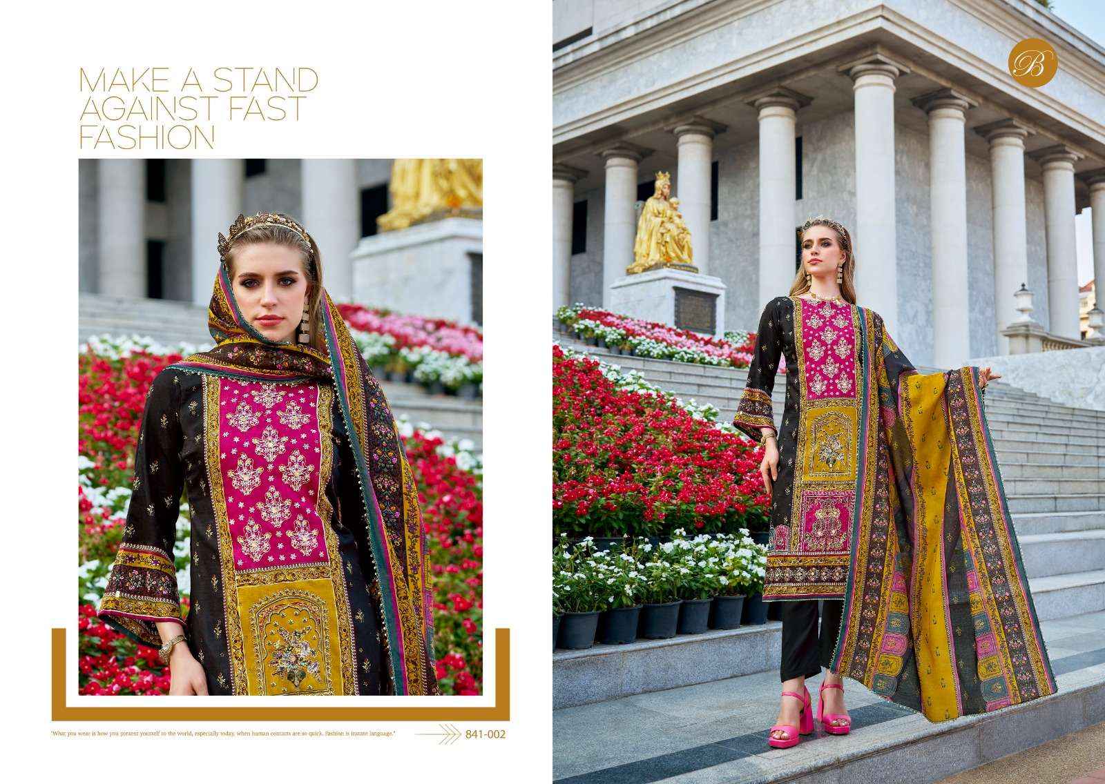 BELLIZA DESIGNER STUDIO DIL E NAGMA JAM COTTON PRINT WITH WORK DRESS WHOLESALE RATE ( 2 PCS CATALOG )