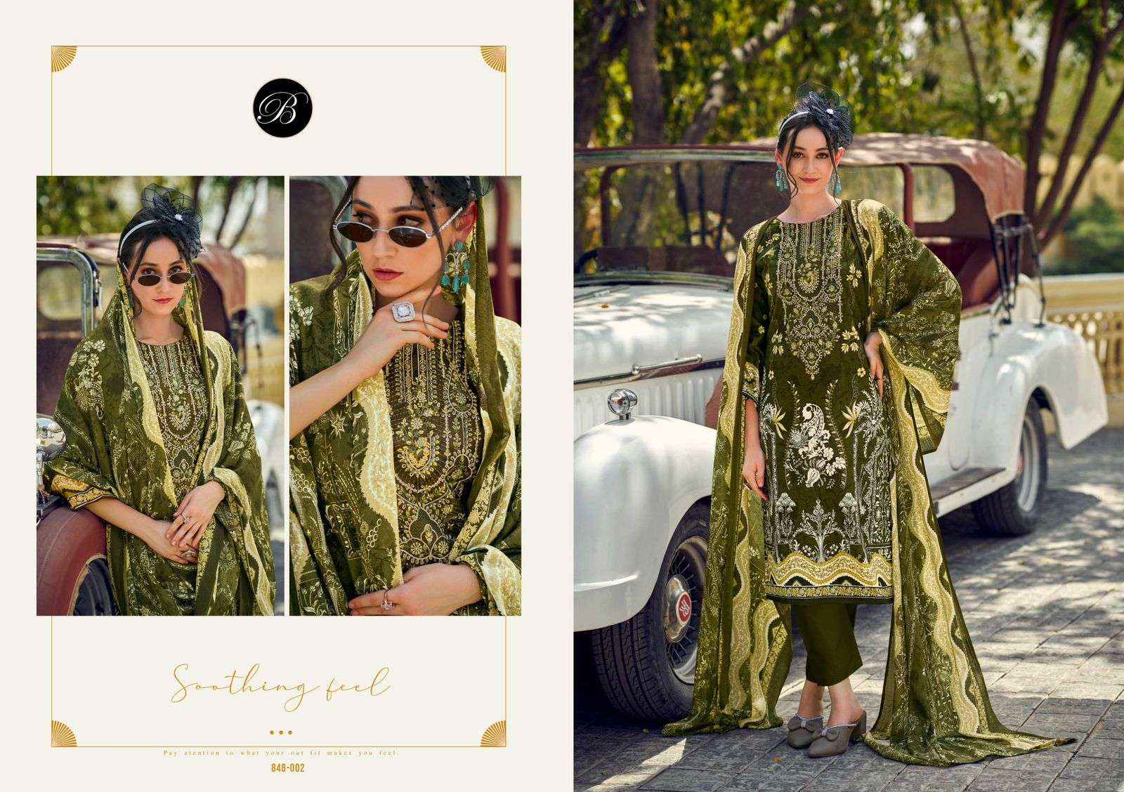 BELLIZA DESIGNER STUDIO NAIRA VOL 106 COTTON PRINT WITH FANCY SUIT WHOLESALE PRICE ( 8 PCS CATALOG )
