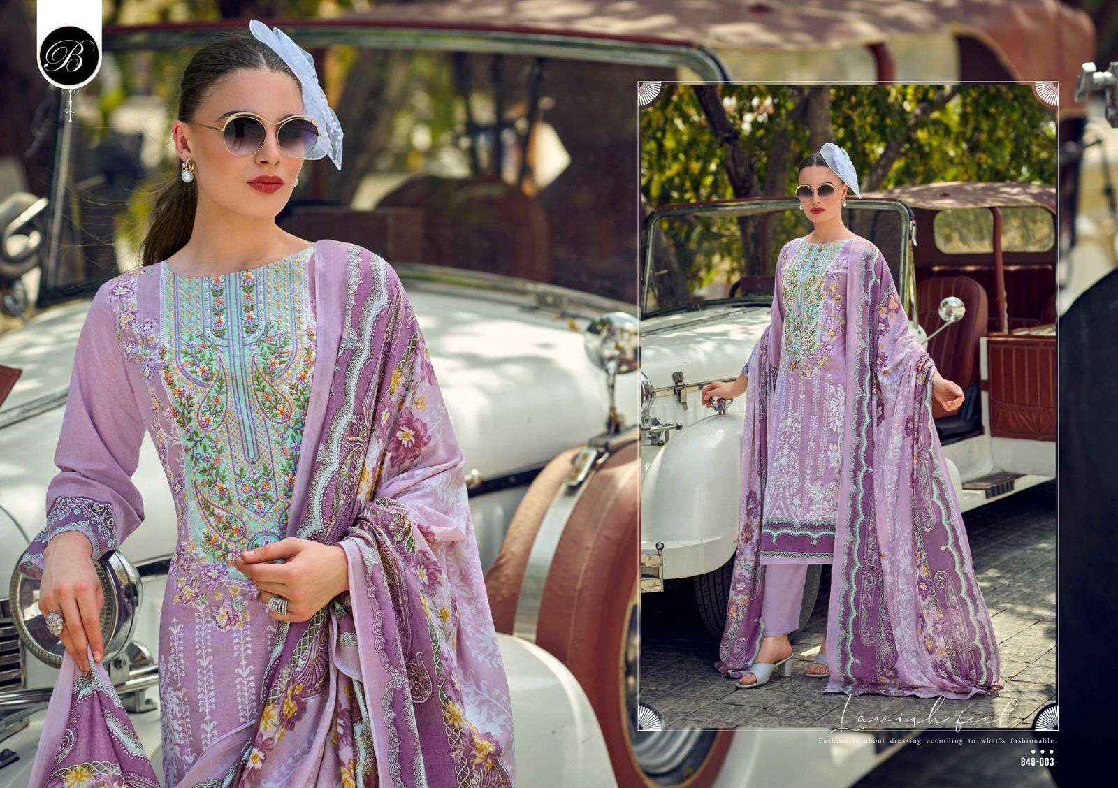 BELLIZA DESIGNER STUDIO NAIRA VOL 106 COTTON PRINT WITH FANCY SUIT WHOLESALE PRICE ( 8 PCS CATALOG )