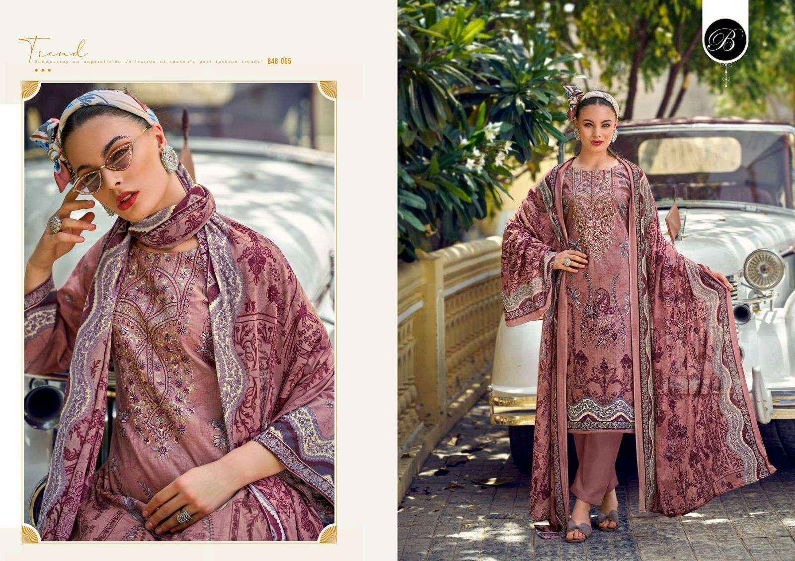 BELLIZA DESIGNER STUDIO NAIRA VOL 106 COTTON PRINT WITH FANCY SUIT WHOLESALE PRICE ( 8 PCS CATALOG )