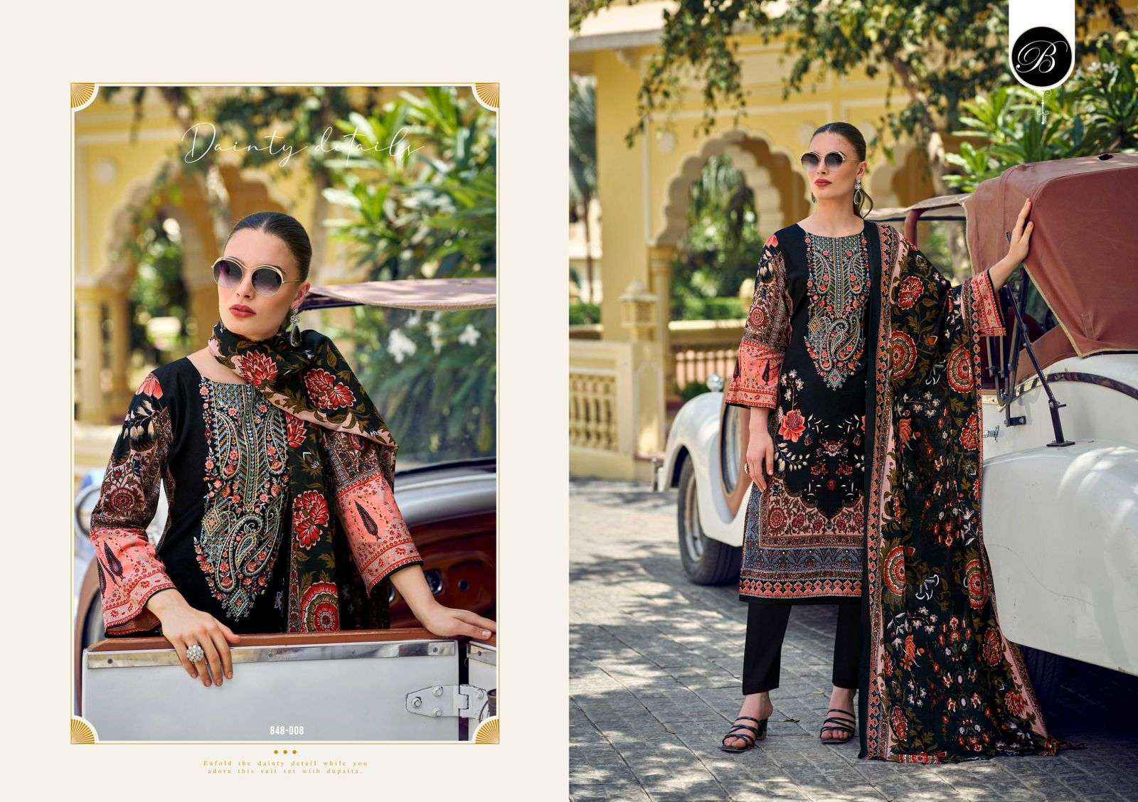 BELLIZA DESIGNER STUDIO NAIRA VOL 106 COTTON PRINT WITH FANCY SUIT WHOLESALE PRICE ( 8 PCS CATALOG )
