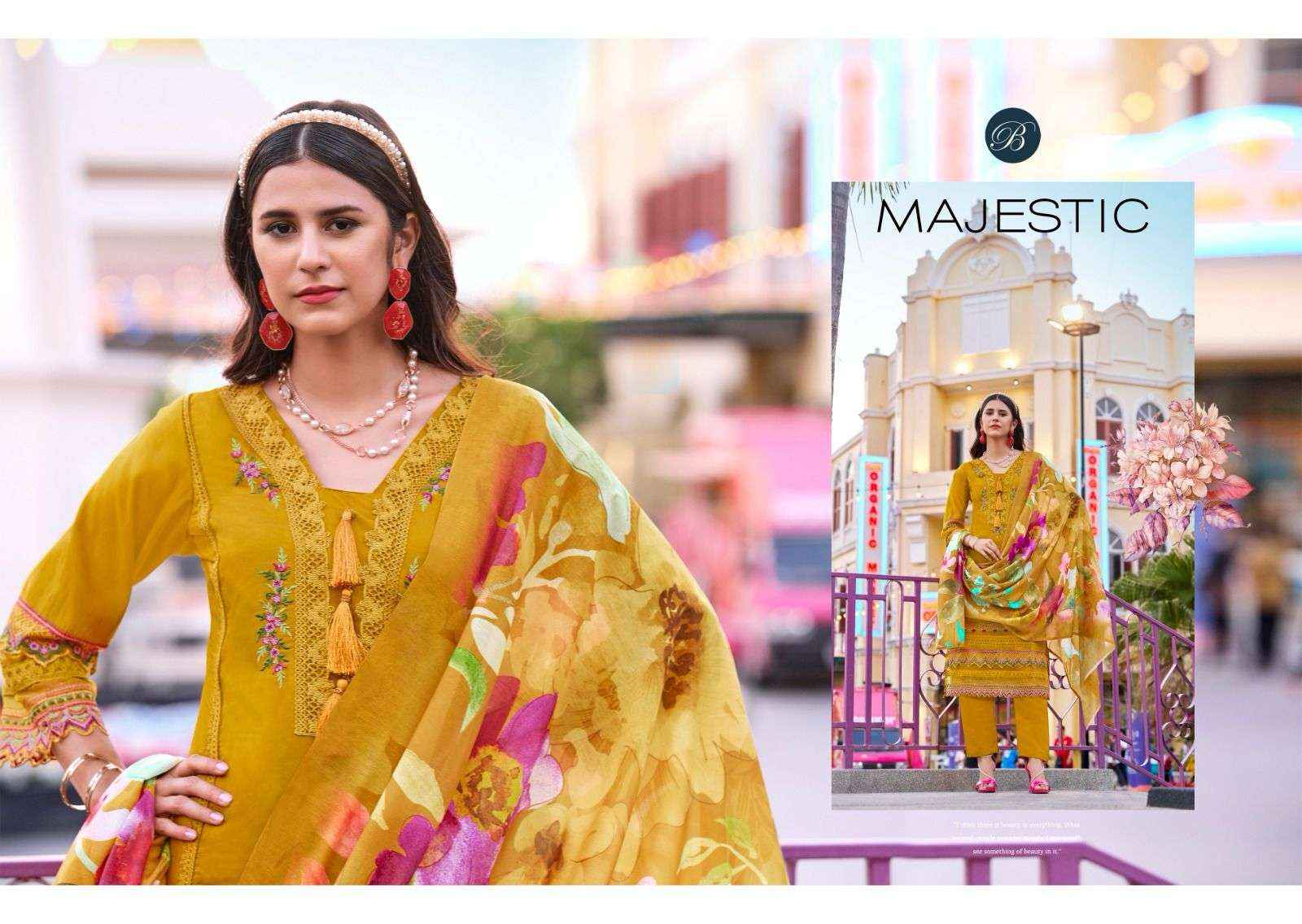 Belliza Majestic Pure Roman Silk Ladies Suits Wholesale Price ( 6 Pcs Catalogue )