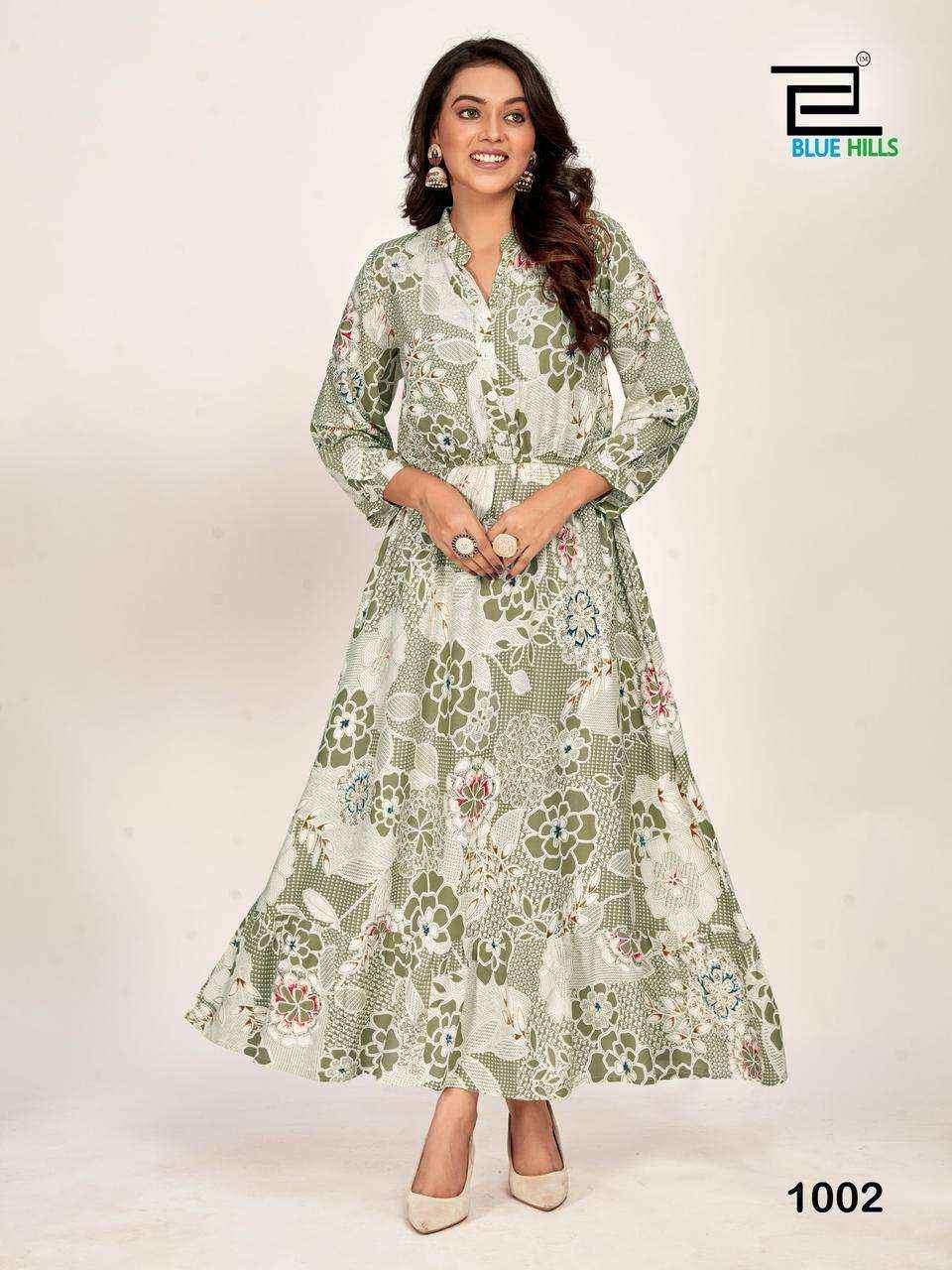 Blue Hills Florida Rayon gown Wholesale Price ( 8 Pcs Catalog )