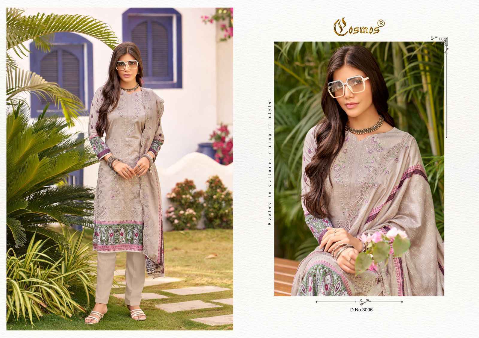 COSMOS BIN SAEED VOL -3 LAWN COTTON WITH HEAVY SELF EMBROIDERY DRESS MATERIAL WHOLESALE PRICE ( 8 PCS CATALOG )