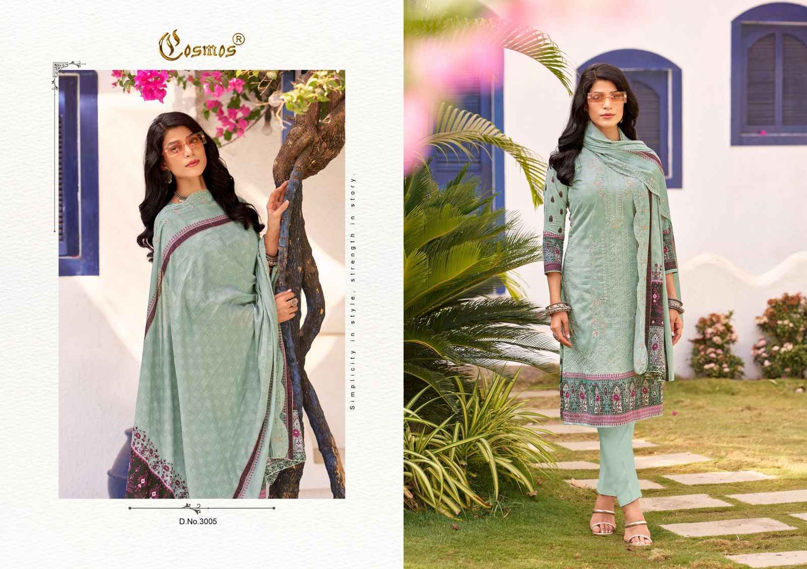 COSMOS BIN SAEED VOL -3 LAWN COTTON WITH HEAVY SELF EMBROIDERY DRESS MATERIAL WHOLESALE PRICE ( 8 PCS CATALOG )