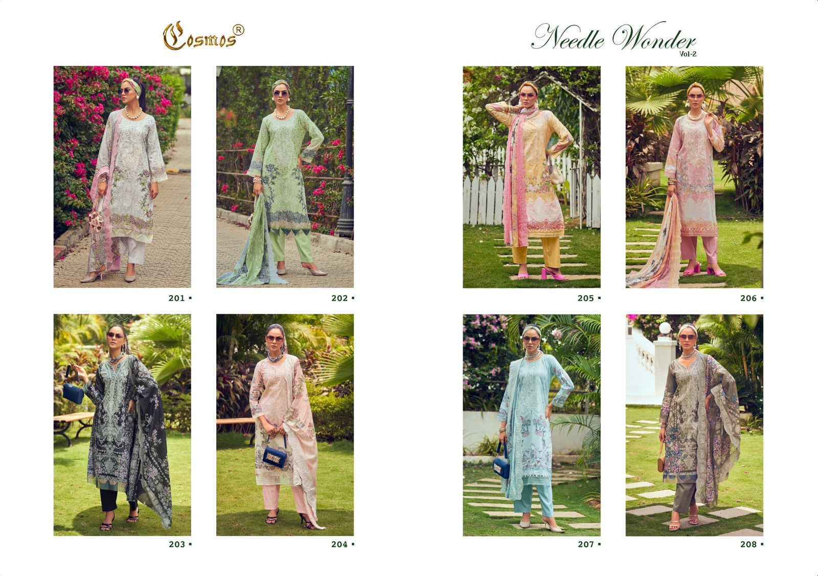 Cosmos Needle Wonder Vol 2 Lawn Cotton Pakistani Salwar Kameez ( 8 pcs Catalogue )