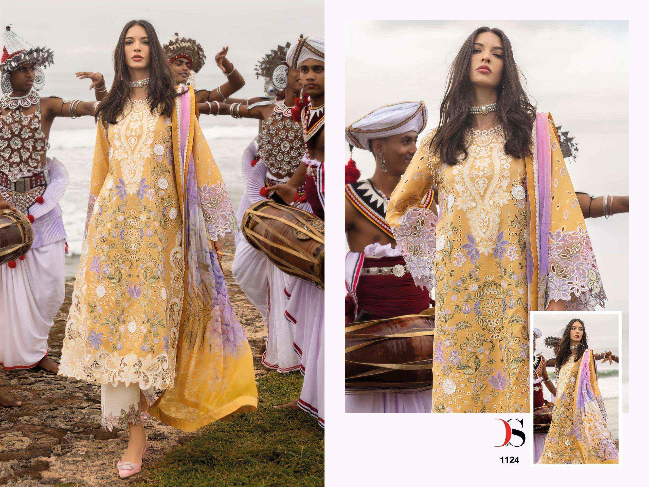 DEEPSY SUITS MUSHQ 25 COTTON PATCH EMBROIDERY DRESS MATERIAL WHOLESALE RATE ( 6 PCS CATALOG )