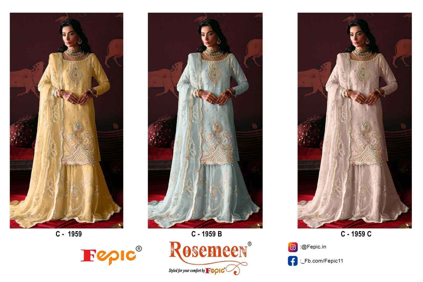 Fepic C 1959 Colors Pakistani Suit Dress Material Wholesale Price ( 3 Pcs Catalog )