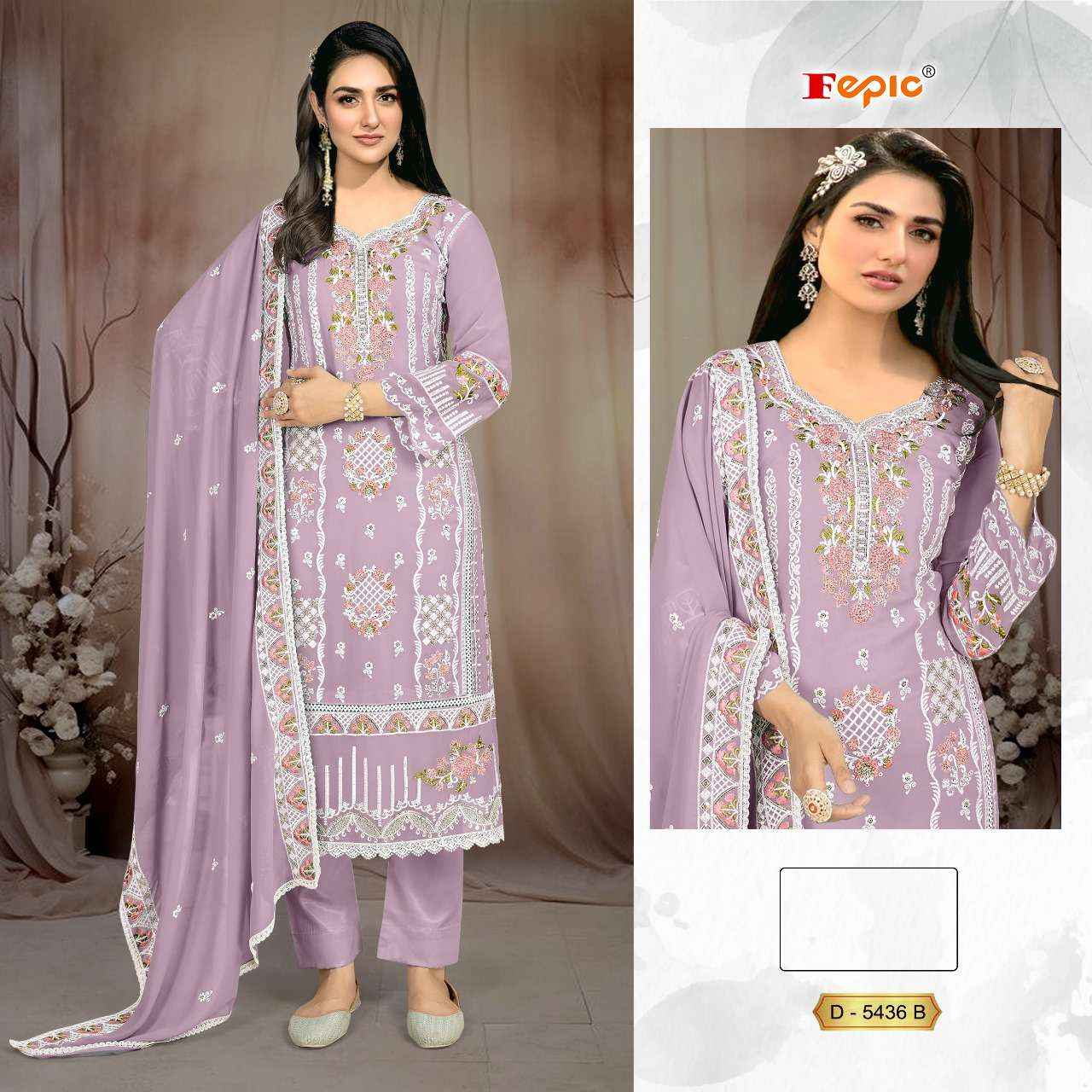 FEPIC ROSEMEEN C 5436 GEORGETTE EMBROIDERED PAKISTANI DRESS WHOLESALE RATE ( 4 PCS CATALOG )