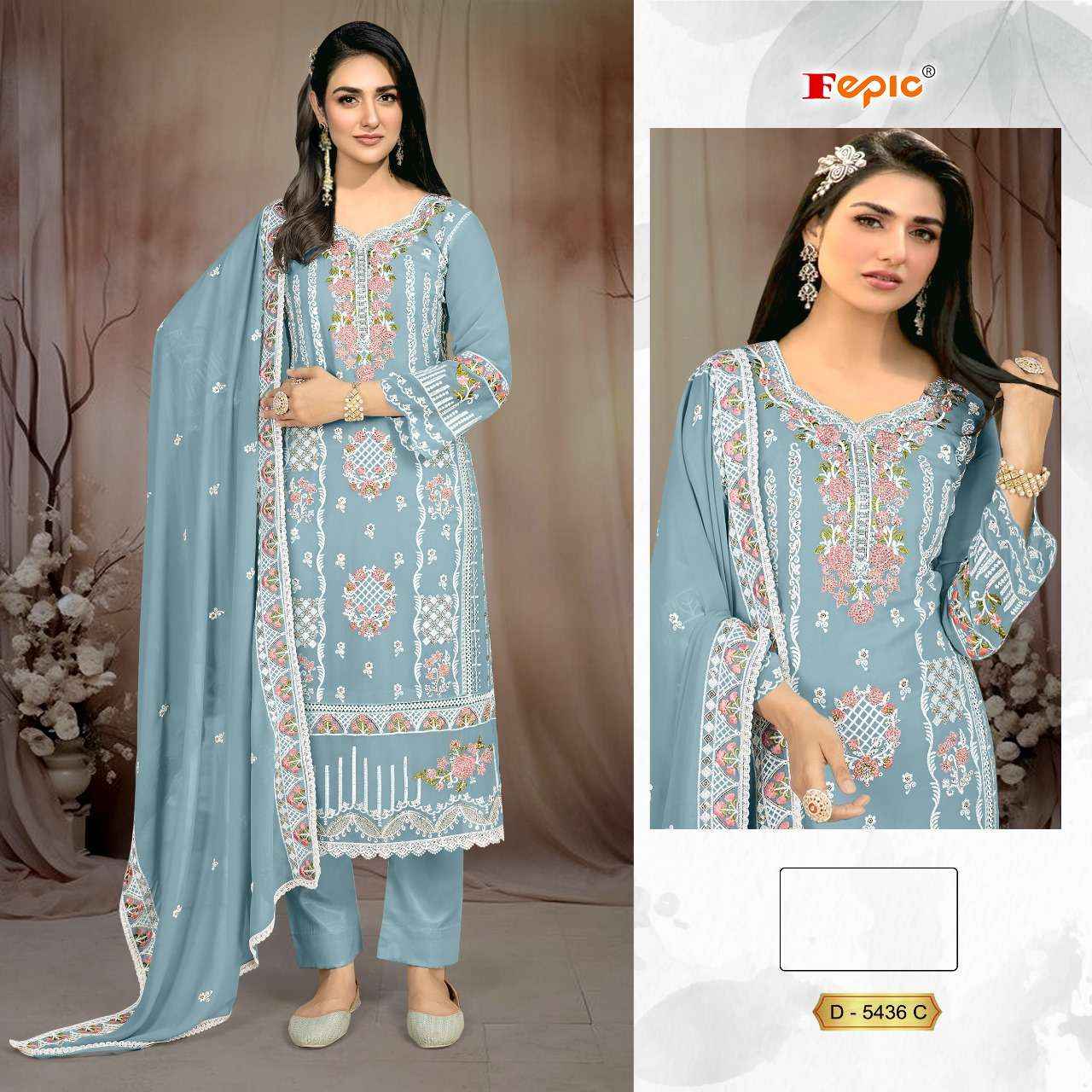 FEPIC ROSEMEEN C 5436 GEORGETTE EMBROIDERED PAKISTANI DRESS WHOLESALE RATE ( 4 PCS CATALOG )