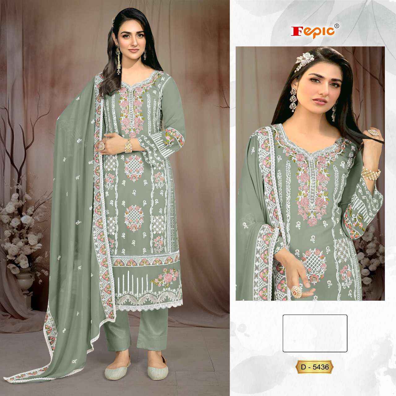 FEPIC ROSEMEEN C 5436 GEORGETTE EMBROIDERED PAKISTANI DRESS WHOLESALE RATE ( 4 PCS CATALOG )