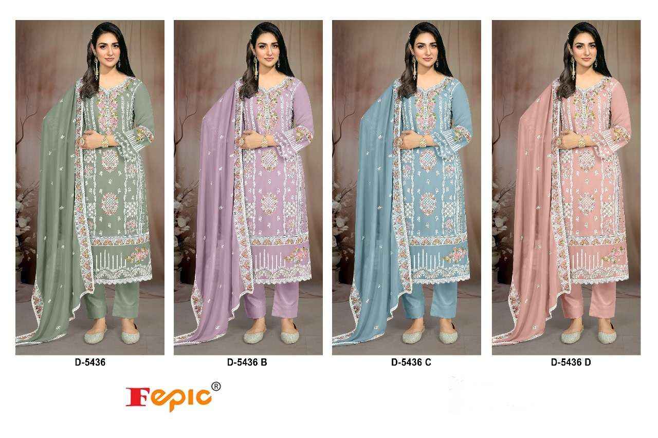 FEPIC ROSEMEEN C 5436 GEORGETTE EMBROIDERED PAKISTANI DRESS WHOLESALE RATE ( 4 PCS CATALOG )