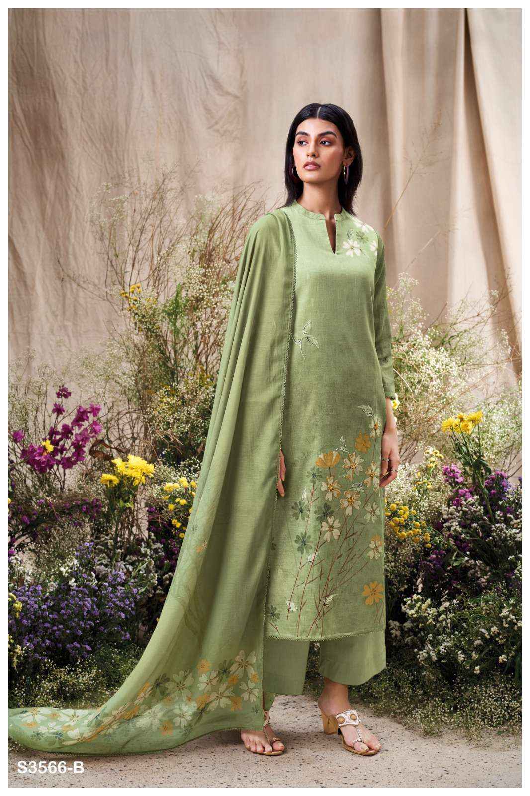 Ganga Ela 3566 Linen Cotton Dress Material Wholesale Price ( 4 Pcs Catalog )