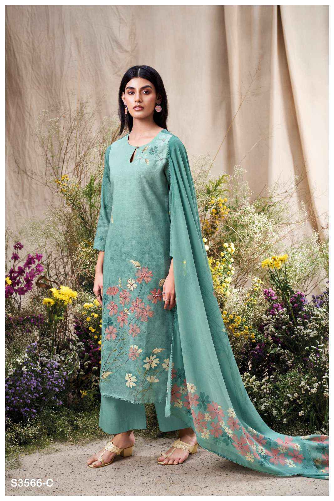 Ganga Ela 3566 Linen Cotton Dress Material Wholesale Price ( 4 Pcs Catalog )