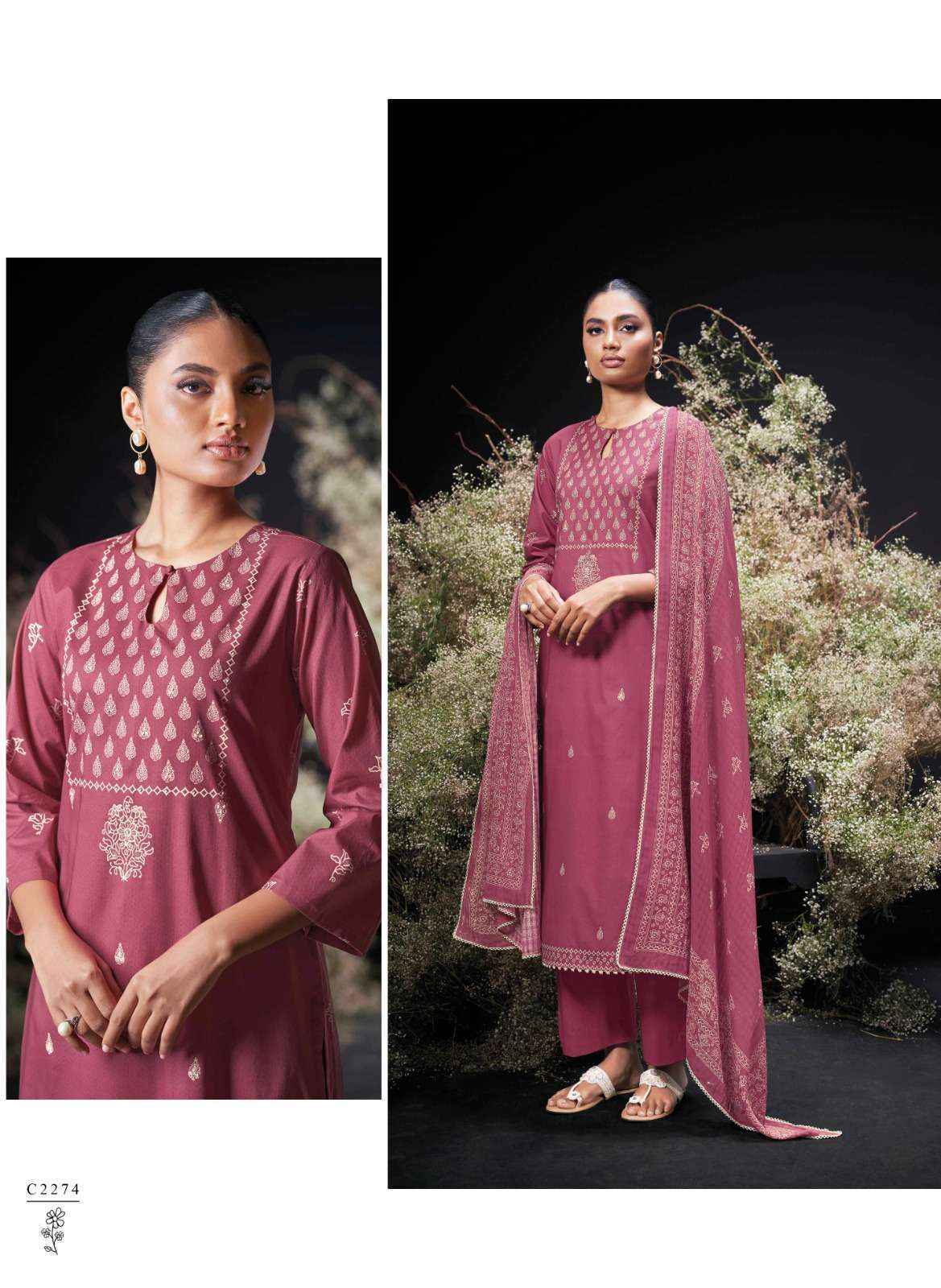 Ganga Enzi Cotton Dress Material Wholesale Price ( 6 Pcs Catalog )