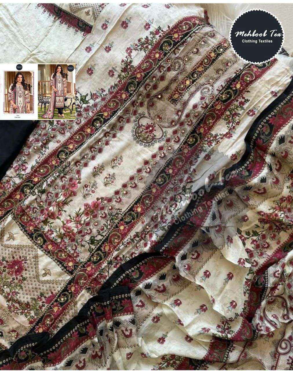 GANGA FARYAT 3523 COTTON PRINTED WITH DESIGNER WORK SUIT WHOLESALE RATE ( 4 PCS CATALOG )