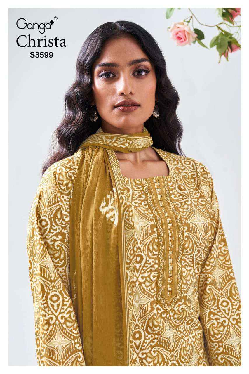 Ganga Fashion Christa 3599 Pure Cotton Fancy Ladies Suit Dress Material Wholesale Price ( 4 Pcs Catalog )