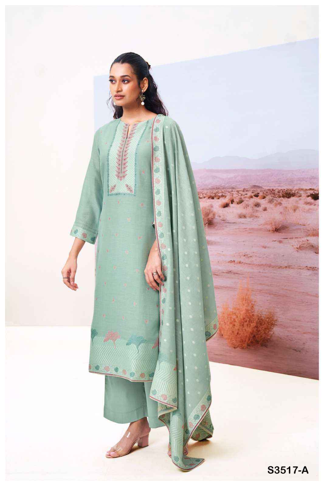 Ganga Fashion Cracia 3517 Premium Designs Silk Suit Dress Material Wholesale Price ( 2 Pcs Catalog )