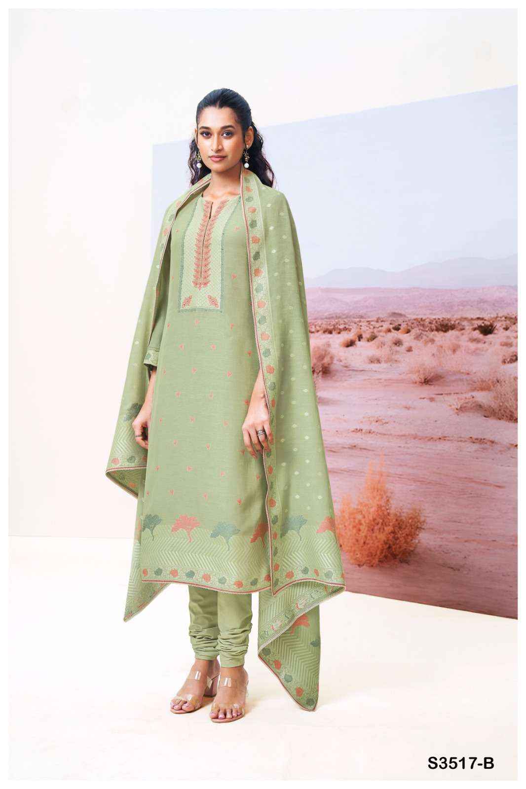 Ganga Fashion Cracia 3517 Premium Designs Silk Suit Dress Material Wholesale Price ( 2 Pcs Catalog )
