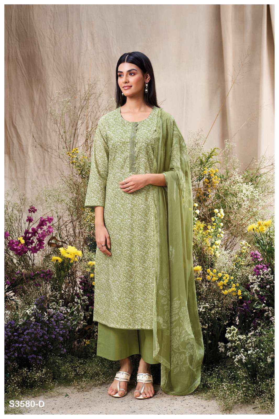 Ganga Manvika 3580 Cotton Dress Material Wholesale Price ( 4 Pcs Catalog )