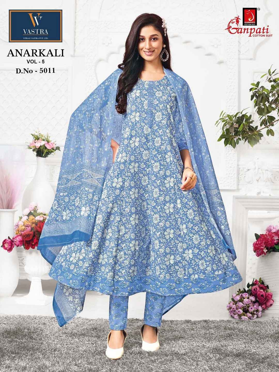 GANPATI ANARKALI VOL 5 HEAVY COTTON ANARKALI READYMADE SUITS ( 12 PCS CATALOGUE )