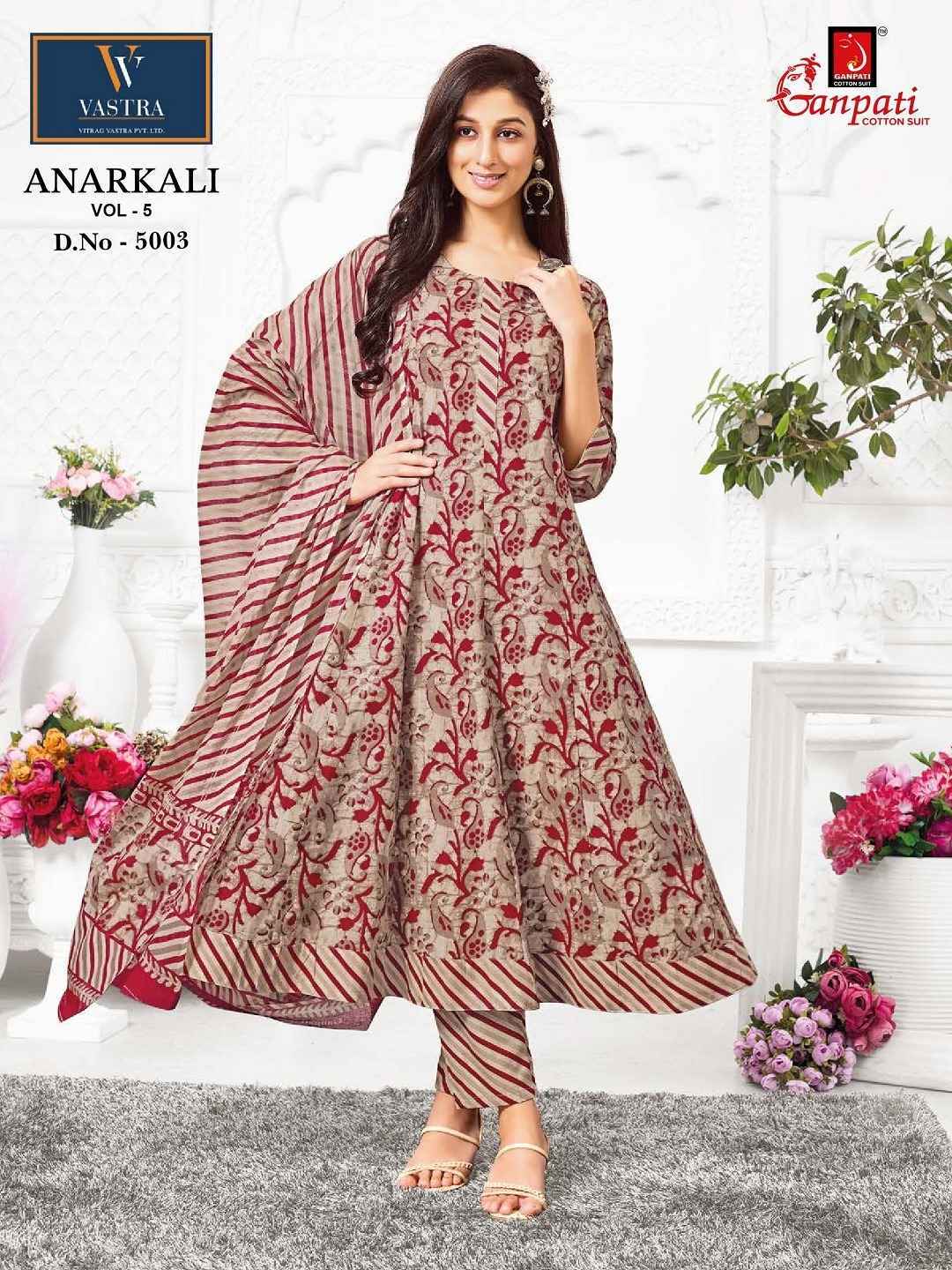 GANPATI ANARKALI VOL 5 HEAVY COTTON ANARKALI READYMADE SUITS ( 12 PCS CATALOGUE )