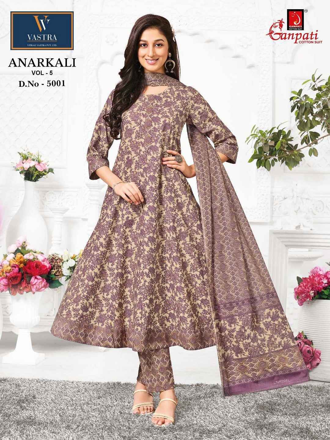 GANPATI ANARKALI VOL 5 HEAVY COTTON ANARKALI READYMADE SUITS ( 12 PCS CATALOGUE )
